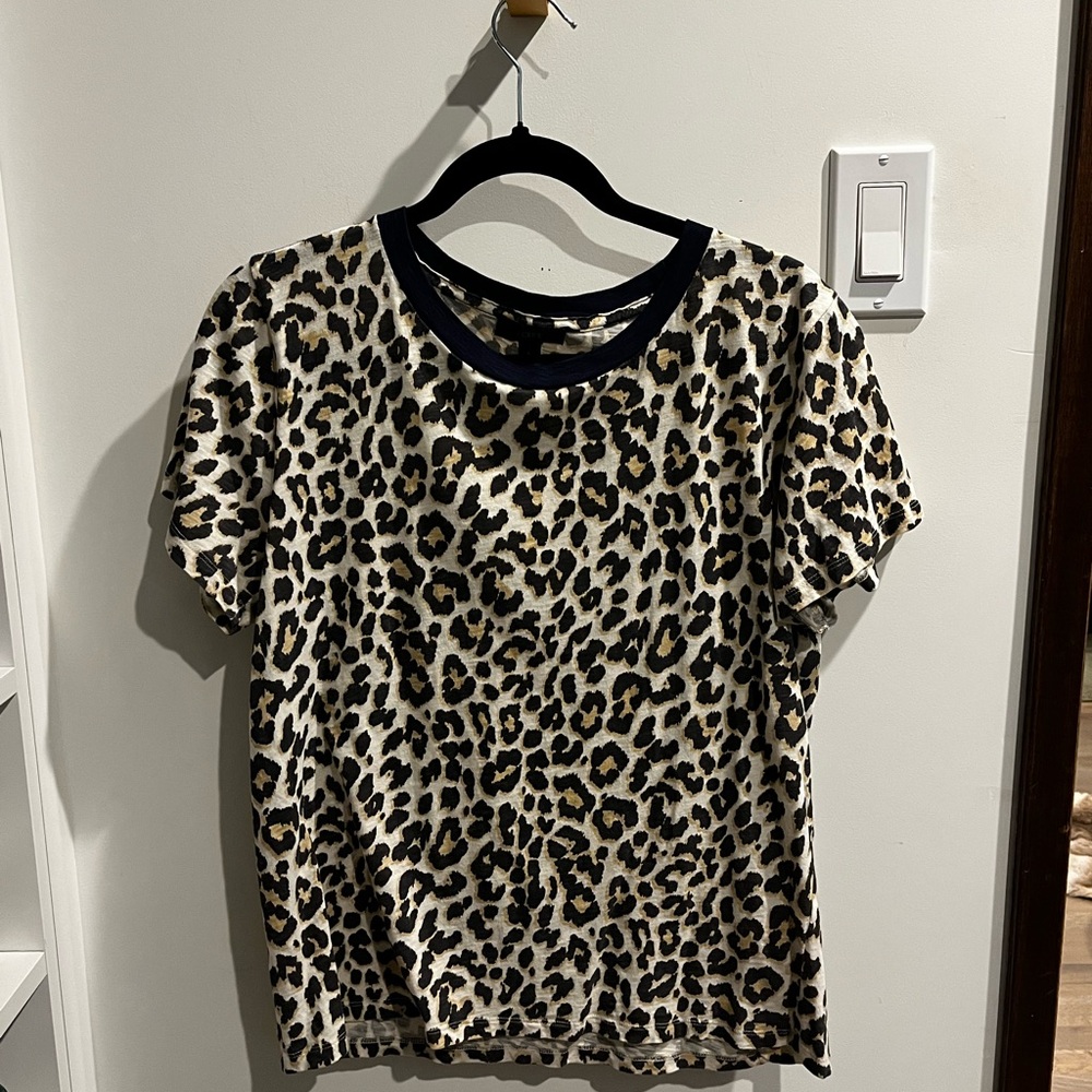J. Crew Leopard Print Short Sleeve Top